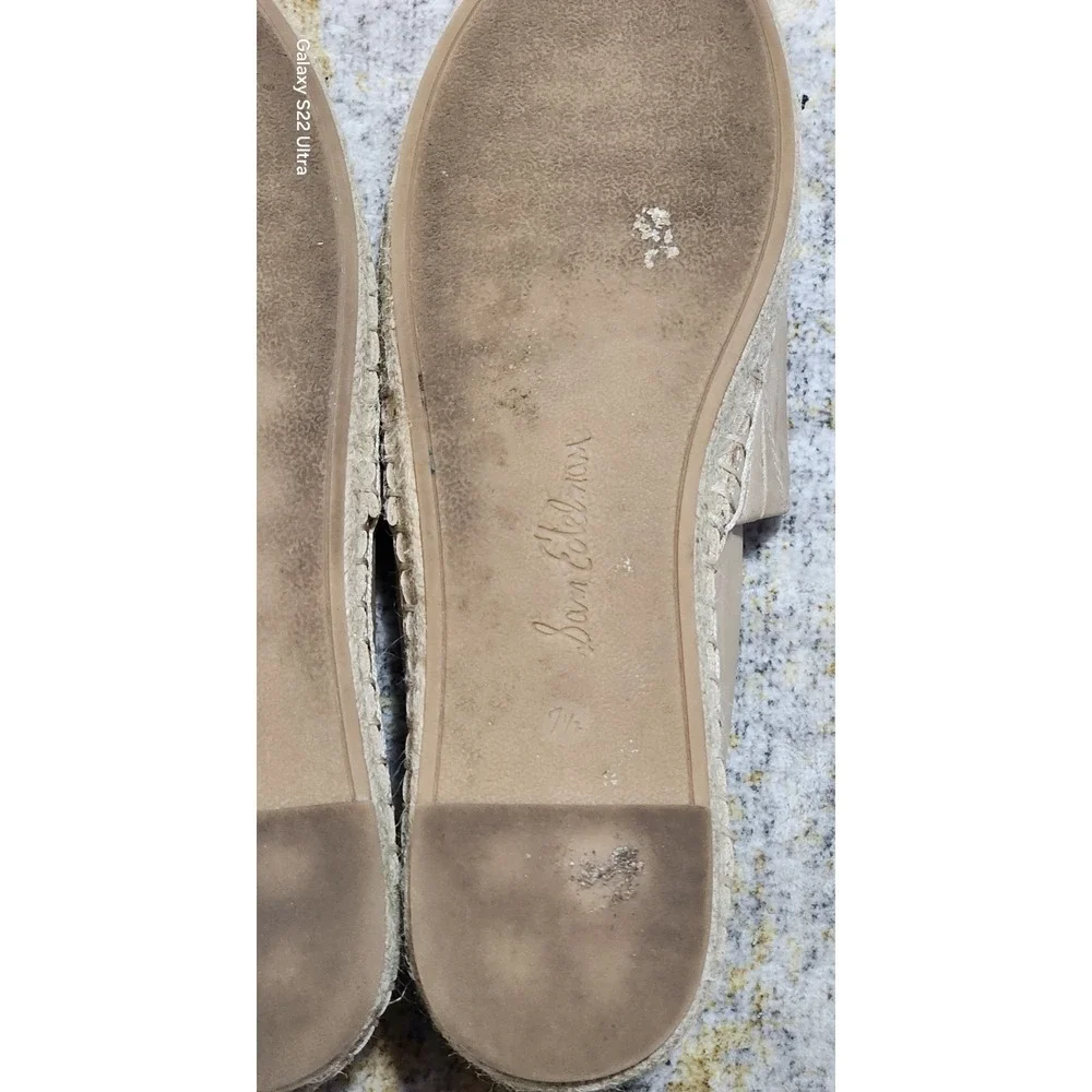 Sam Edelman Women's Krissy Espadrille Cap Toe Flats Tan Black Leather Size 7.5 M